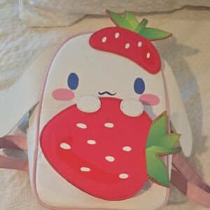 Strawberry Cinnamon Roll  Backpack - Pink and White